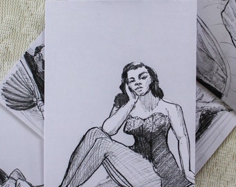 Prints Cards : Boudoir Babes / Watercolor Cards / Art Cards / Stationary / Witchy Art / Goddess / Magical Cards / Chelsea Bednar Design