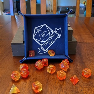 Collapsible Dice Tray with Critical Hit Vinyl Decal (4.5in x 4.5in) (Multiple Colors)