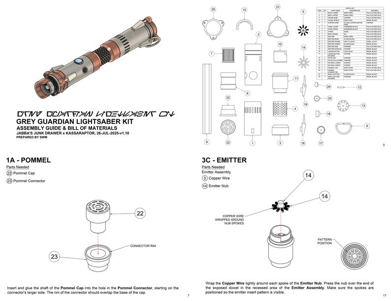 Kit de sable de luz impreso en 3D para Guardián Gris imagen 10