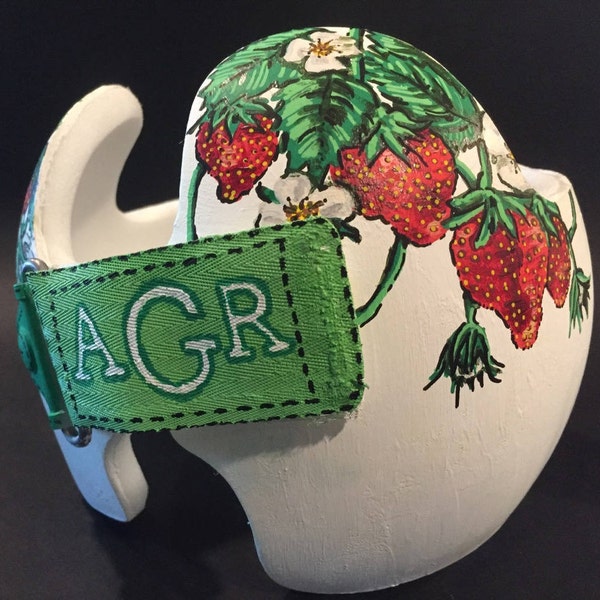 Strawberries- Custom paint job for Doc Band/cranial helmet