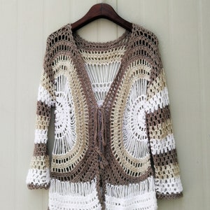 Long Crochet Cardigan Sweater Boho Long