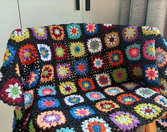 Granny Square Crochet Throw Blankets