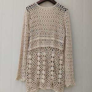 Long Crochet Cardigan Sweater Boho Long Sleeve Blouse Women Bohemian ...