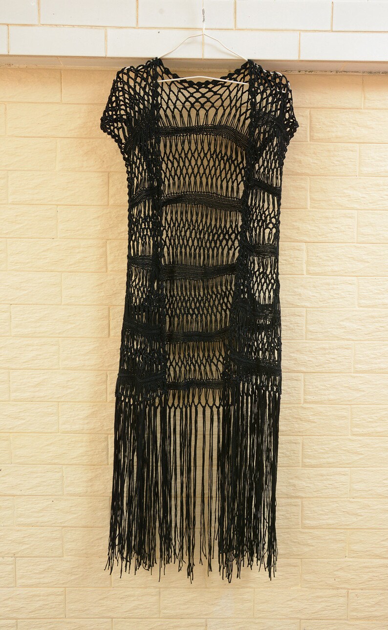 Long Fringe Crochet Vest Hippie Beach Cover Up Etsy