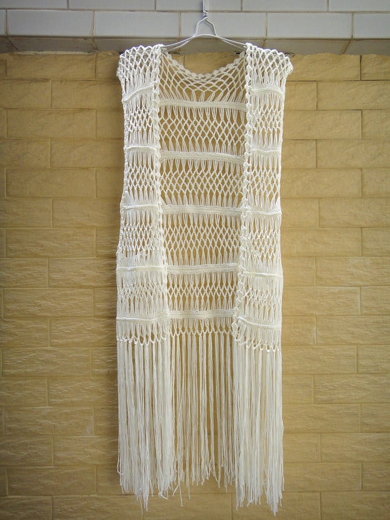 Long Fringe Crochet Vest Hippie Beach Cover Up - Etsy