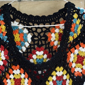 Granny Square Short Sleeve Crochet Top Women Boho Clothing - Etsy