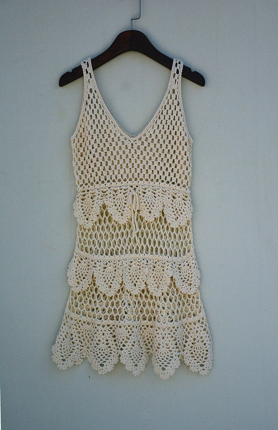 Crochet Short Dress Women Boho Summer Beach Cover Up Dress | Etsy