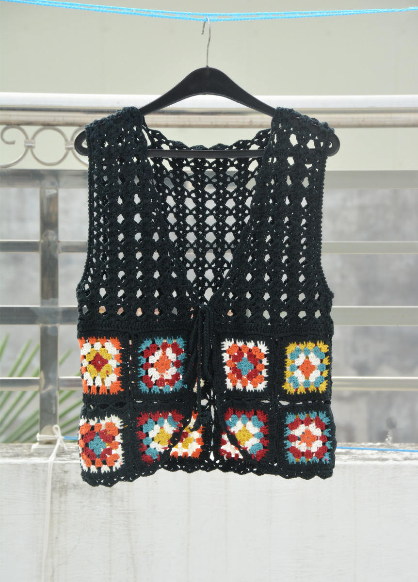 black crochet vest