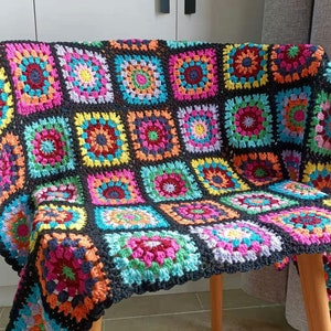 Granny Square Crochet Blanket Spring Summer Blanket