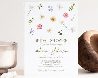 Bridal Shower Invitation Spring, Editable Template, Elegant Floral Invites, Pastel, Digital Download, Colorful, Bridal Brunch, Templett