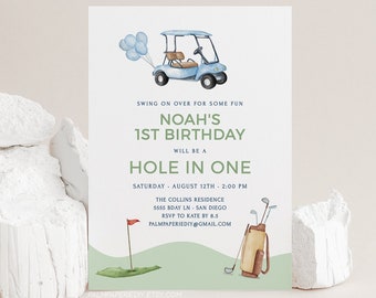Hole In One 1st Birthday Invitation: Golf Theme (Digital Download)
