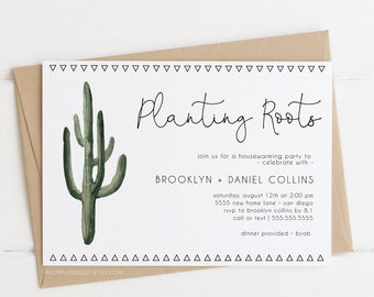 Housewarming Invitation template, Instant Download, House warming, Modern,  Cactus, Fiesta, Moving announcement, Templett