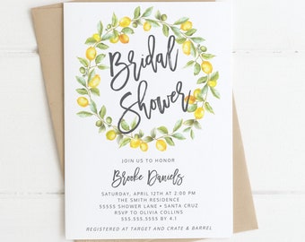 Lemon Bridal Shower Invite, Instant Download editable template, Citrus Invitations, Italian, Summer, Templett