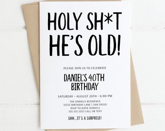 Adult Birthday invitation for men, Funny, Instant Download Template, 40th, 50th, over the hill, Surprise Party Invite, Printable Templett