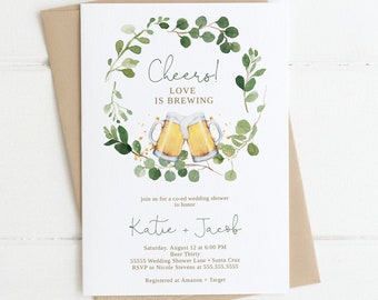 Love is Brewing Invitation, INSTANT DOWNLOAD template, Wedding Shower Invitations, Brewery Couples Shower, Beer Bridal Shower, Templett
