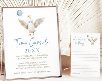 Silly Goose 1st Birthday Time Capsule Sign, Blue (Digital Download)