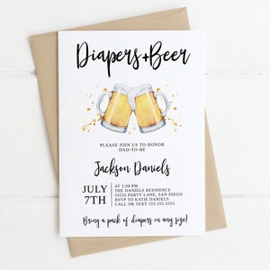 Diapers and beer Invitation, huggies and chuggies, INSTANT DOWNLOAD, Dad baby shower invite, co-ed invitations, digital templett