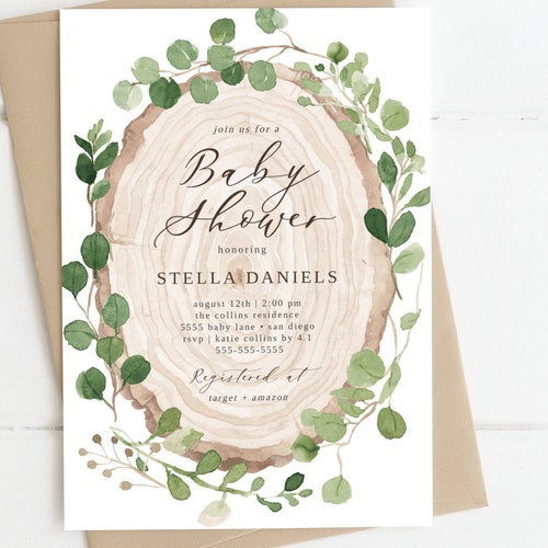 Rustic Baby Shower Invitation Instant Download Woodland Etsy