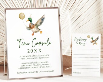 Duck Birthday Time Capsule Sign, Mallard Theme (Digital Download)