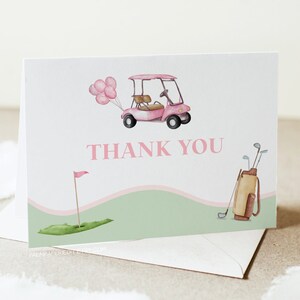 Golf Bedankkaartsjabloon, golfthema babyshower voor meisje, verjaardagspartij, bewerkbare, afdrukbare Templett G2