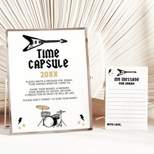 Rock Star Birthday Time Capsule, Digital Download, 1st Bday activity, Rock and Roll Music Theme boy, One Rocks, Templett RS1