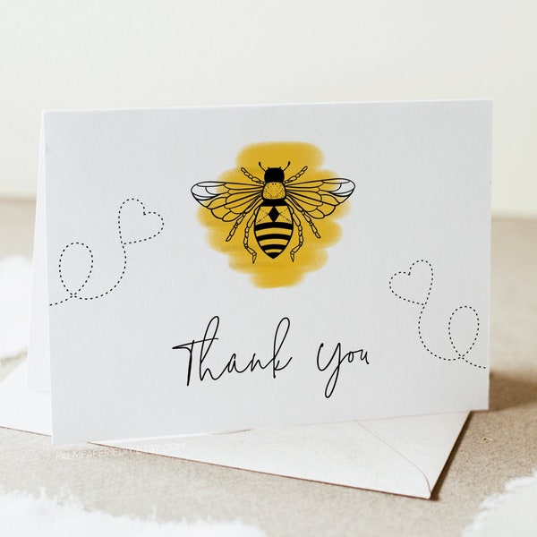 Bee Thank you Card, Instant Download, BeeDay Party, Bride to Bee, Babee shower, Editable Template, Templett
