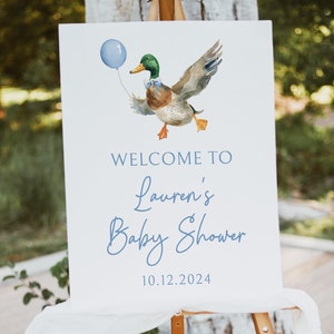 Duck Baby Shower Welcome Sign Template, Mallard Duck, Boy, Shower Decor, Printable Download