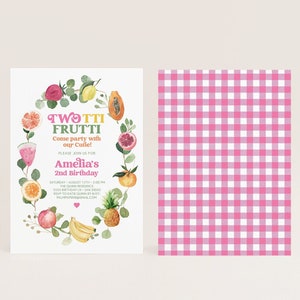 Fruit Birthday Invitation, Twotti Fruity 2nd Bday Party Invites girl, Instant Download Template, Tutti Frutti, Summer theme, Templett