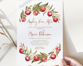 Invitación para despedida de soltera con temática otoñal inspirada en la manzana (Descarga instantánea)
