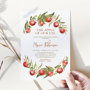 Apple Baby Shower Invitation, Apple of our eye, Fall Invites, Instant Download Template, Autumn, Apple Orchard, Editable Templett