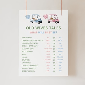 Golf Gender Reveal Wives Tales Sign, Golfing Theme, Digital Download Template, Baby Reveal Party  Boy or Girl, Old Wives Tale, Templett gr1