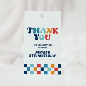 Boy Birthday Favor Tag, Colorful, Printable Thank you tags, Party, Digital Download, Templett