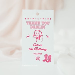 Dolly Favor Tag Template, Thank you tags, Pardon Me Birthday, Digital Download, Country Western, Templett
