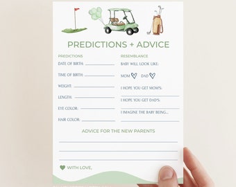 Golf Theme Baby Shower, Predictions and Advice, Golfing, Digital Download, Printable Game, Activity, Gender Neutral, Partee, Templett G3