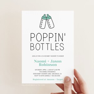 Coed Baby Shower Invitation, Instant download template, Couples, Co Ed, Gender neutral shower, Diaper Shower, Templett