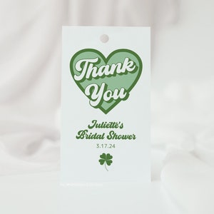 Lucky In Love Favor Tag, St Patricks Day Theme Bridal Shower, Thank you gift Tag, Printable, O' Baby, Digital Download, Templett