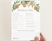 Orange Baby Shower Predictions Card, Gender Neutral Game (Instant Download)
