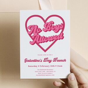 Galentines Day Invitation, Digital Download Template, No Boys Allowed, Girls Night Invites, Valentines Brunch Dinner, Editable Templett