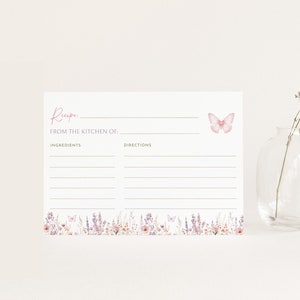Receptkaartsjabloon vlinder vrijgezellenfeest, 4 x 6, Lifetime of Butterflies, lente, afdrukbare Templett l2