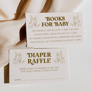 Books for Baby Diaper Raffle, Mushroom Baby Shower Insert, Digital Download, Enchanted Forest Theme, Raffle Ticket, Woodland, Templett M3