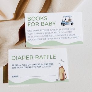 Golf Baby Shower Diaper Raffle & Books for Baby Insert (Instant Download)