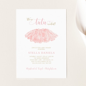 Tutu Baby Shower Invitation, Instant Download, Girl, Tutu Excited Invite, Editable Templett