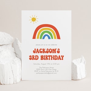 Rainbow Birthday Invitation, Printable, Digital Download, for boy girl, Editable Template, Templett