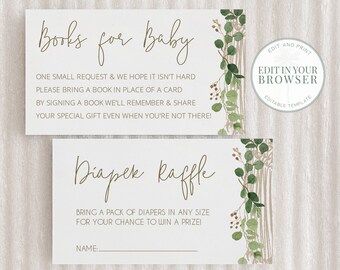 Boho Books for Baby, Diaper Raffle, EDITABLE, Stock the Library, Macrame, editable INSTANT DOWNLOAD, templett