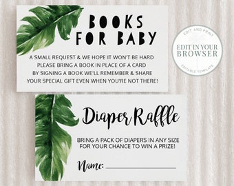 Safari Baby Shower Books for Baby & Diaper Raffle (EDITABLE INSTANT DOWNLOAD)