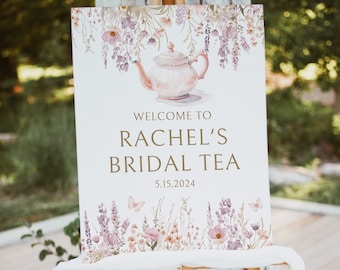 Tea Party Welcome Sign Template, Bridal Tea, Spring, Digital Download Signage, Garden Tea, Printable, Templett