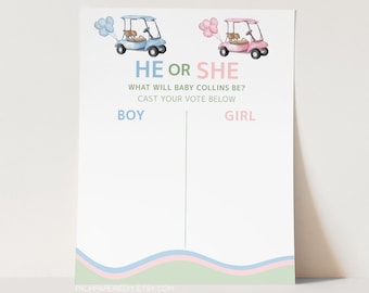 Golf Gender Reveal Voting Board, Golfing Theme, Digital Template, Baby Reveal Party Vote Sign, Boy or Girl, Partee, Templett gr1