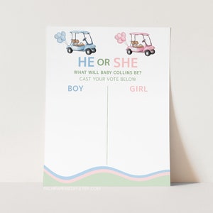 Golf Gender Reveal Voting Board, Golfing Theme, Digital Template, Baby Reveal Party Vote Sign, Boy or Girl, Partee, Templett gr1