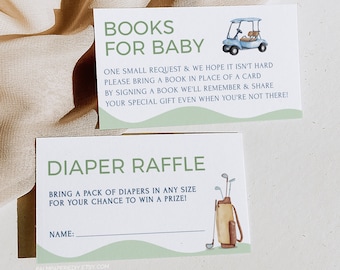 Golf Baby Shower Diaper Raffle Books for Baby Insert, Golfing Baby Shower, Stock the Library, Instant Download Template, Templett G1