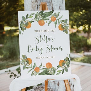 Little Cutie Baby Shower Willkommensschild Vorlage, Orangen, Zitrus Thema, Sofort Download, 18x24, 24x36, Dekor, Poster, Templett